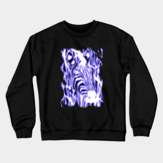 Electric Zebra Crewneck Sweatshirt by Alan Hogan